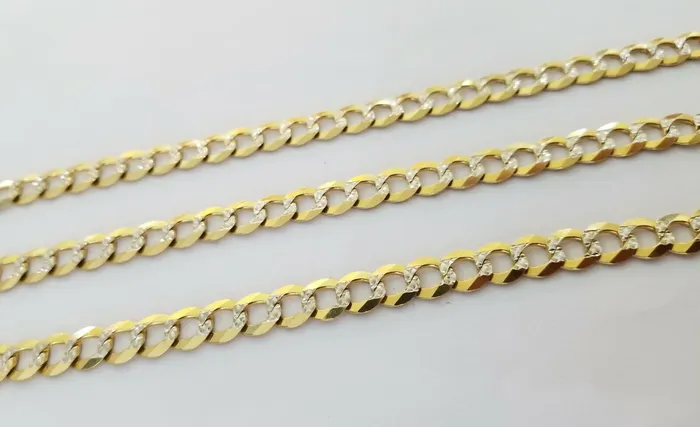 Solid REAL Yellow Gold 10k Cuban Curb Link necklace 8mm gold chain w diamond cut Gold and Diamond Necklaces