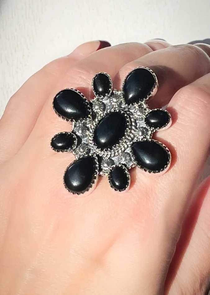 Sophiareneboutiquecom Sterling Silver Black Onyx Custom Cluster Ring Rings